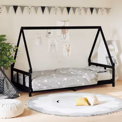 VidaXL 834455 Lit pour enfant Noir Bois