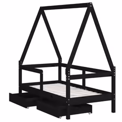 VidaXL 834467 Lit pour enfant Noir Bois - Vue supplémentaire 4
