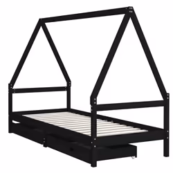 VidaXL 834470 Lit pour enfant Noir Bois