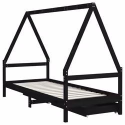 VidaXL 834470 Lit pour enfant Noir Bois - Vue supplémentaire 7