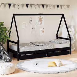 VidaXL 834479 Lit pour enfant Noir Bois