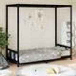 vidaXL Cadre de lit pour enfants noir 90x190 cm bois de pin massif