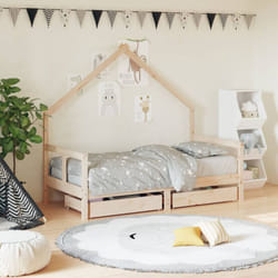 Cadre de lit pour enfant et tiroirs 80x160cm bois de pin massif Vidaxl
