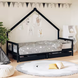 VidaXL 834551 Lit pour enfant Noir Bois