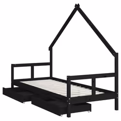 VidaXL 834551 Lit pour enfant Noir Bois - Vue supplémentaire 4