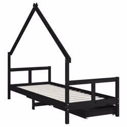 VidaXL 834551 Lit pour enfant Noir Bois - Vue supplémentaire 7