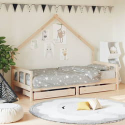 Cadre de lit enfant avec tiroirs 90x200 cm bois de pin massif