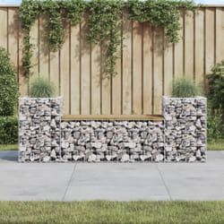 vidaXL Banc de jardin design gabion 183x41x60,5cm bois de pin imprégné
