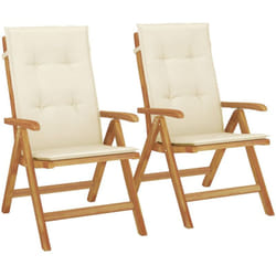vidaXL Chaises de jardin inclinables lot de 2 et coussins teck massif