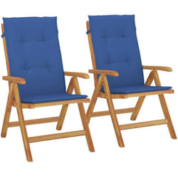 vidaXL Chaises de jardin inclinables lot de 2 et coussins teck massif