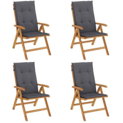 The Living Store Chaises De Jardin Inclinables Lot De 4 Et Coussins Bois Teck - Chaise De Jardin - Chaise Pliante - Mobilier De Jardin - Fauteuil De Jardin - Terrasse