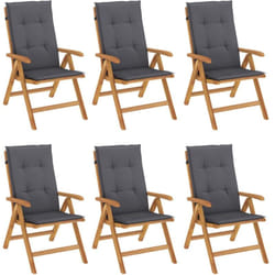 Chaises De Jardin Inclinables Et Coussins Lot De 6 Bois Teck Vidaxl