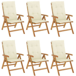 Chaises De Jardin Inclinables Et Coussins Lot De 6 Bois Teck Vidaxl