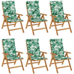 Chaises De Jardin Inclinables Et Coussins Lot De 6 Bois Teck Vidaxl