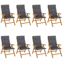 Chaises De Jardin Inclinables Et Coussins Lot De 8 Teck Solide Vidaxl