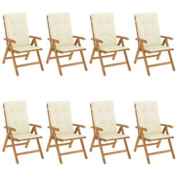 Chaises De Jardin Inclinables Et Coussins Lot De 8 Teck Solide Vidaxl