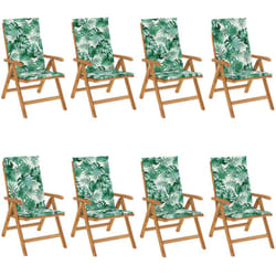 Chaises De Jardin Inclinables Et Coussins Lot De 8 Teck Solide Vidaxl