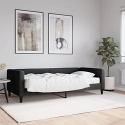 vidaXL Lit de jour avec matelas noir 90x200 cm tissu - 90 x 200 cm