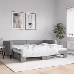 vidaXL Lit de jour avec gigogne sans matelas gris clair 90x200 cm - 90 x 200 cm