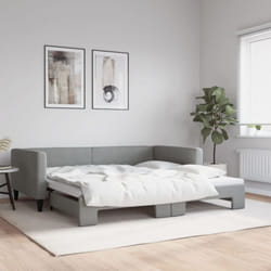 Vidaxl - Lit de jour avec lit gigogne gris clair 100x200 cm tissu