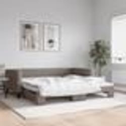 vidaXL Lit de jour avec lit gigogne taupe 100x200 cm tissu - 100 x 200 cm