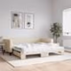 vidaXL Lit de jour avec lit gigogne crème 100x200 cm tissu - 100 x 200 cm