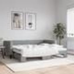 vidaXL Lit de jour avec lit gigogne gris clair 90x190 cm tissu - 90 x 190 cm