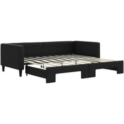 Lit de jour avec lit gigogne noir 90x190 cm tissu Vidaxl