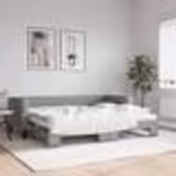 vidaXL Lit de jour avec gigogne et matelas gris clair 80x200 cm tissu - 80 x 200 cm