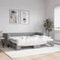 vidaXL Lit de jour avec gigogne et matelas gris clair 80x200 cm tissu - 80 x 200 cm