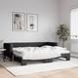 vidaXL Lit de jour avec lit gigogne et matelas noir 80x200 cm tissu - 80 x 200 cm