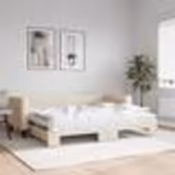vidaXL Lit de jour avec gigogne et matelas crème 80x200 cm tissu - 80 x 200 cm