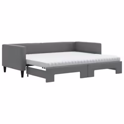 VidaXL 3196597, lit sofa, Gris, mousse, Métal, Polyester, Bois, 2230 mm, 1000 mm