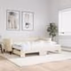 vidaXL Lit de jour avec gigogne et matelas crème 90x200 cm tissu - 90 x 200 cm