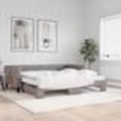 vidaXL Lit de jour avec gigogne et matelas taupe 100x200 cm tissu - 180 x 200 cm