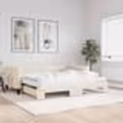 vidaXL Lit de jour avec gigogne et matelas crème 100x200 cm tissu - 100 x 200 cm