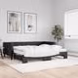 vidaXL Lit de jour avec gigogne et matelas noir 90x190 cm tissu - 90 x 190 cm