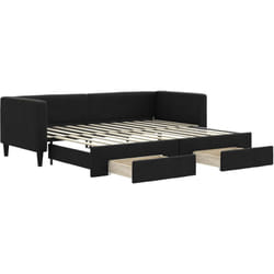 Lit de jour avec gigogne et tiroirs sans matelas noir 80x200 cm Vidaxl