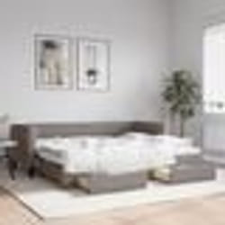 vidaXL Lit de jour avec gigogne et tiroirs sans matelas taupe 80x200cm - 80 x 200 cm