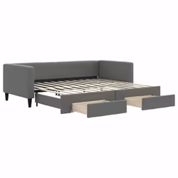 VidaXL 3196615, lit sofa, Gris, mousse, Tissu, Métal, Bois, 2230 mm, 1000 mm