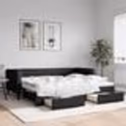 vidaXL Lit de jour avec gigogne et tiroirs sans matelas noir 90x200 cm - 90 x 200 cm