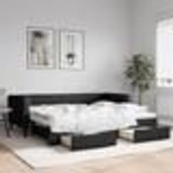 vidaXL Lit de jour avec gigogne et tiroirs sans matelas noir 90x200 cm - 90 x 200 cm