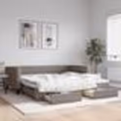 vidaXL Lit de jour avec gigogne et tiroirs taupe 100x200 cm tissu - 100 x 200 cm