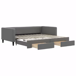 VidaXL 3196625, lit sofa, Gris, mousse, Tissu, Métal, Bois, 2130 mm, 1000 mm