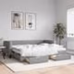 vidaXL Lit de jour avec gigogne et tiroirs gris clair 80x200 cm tissu - 80 x 200 cm