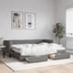 vidaXL Lit de jour avec gigogne et tiroirs gris foncé 80x200 cm tissu - 80 x 200 cm