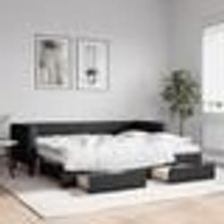 vidaXL Lit de jour avec gigogne et tiroirs noir 80x200 cm tissu - 80 x 200 cm