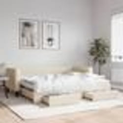 vidaXL Lit de jour avec gigogne et tiroirs crème 80x200 cm tissu - 80 x 200 cm