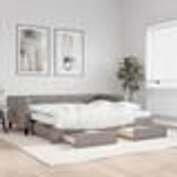 vidaXL Lit de jour avec gigogne et tiroirs taupe 90x200 cm tissu - 90 x 200 cm