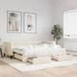 vidaXL Lit de jour avec gigogne et tiroirs crème 90x200 cm tissu - 90 x 200 cm